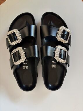 Manolo Blahnik X Birkenstock Arizona Crystal Buckle sandals size 40 US 9
